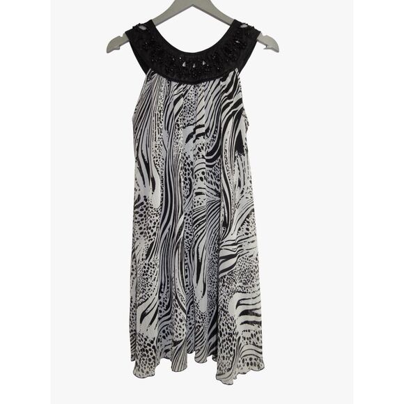 Vintage Unyx Black & White Halter Dress Sz S - Picture 4 of 4